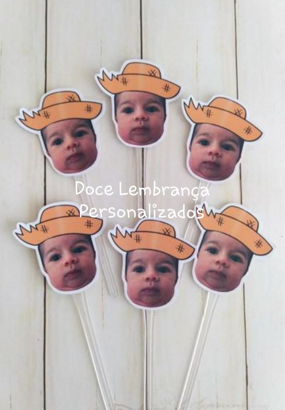 Topper para Docinhos com Foto Rostinho Chapéu Festa Junina