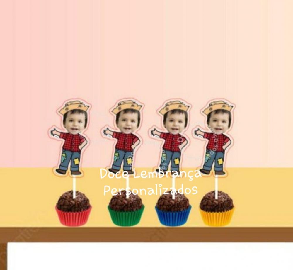 Topper para Docinhos Festa Junina com Foto Carinha Menino