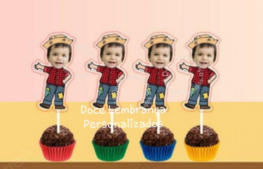 Topper para Docinhos Festa Junina com Foto Carinha Menino