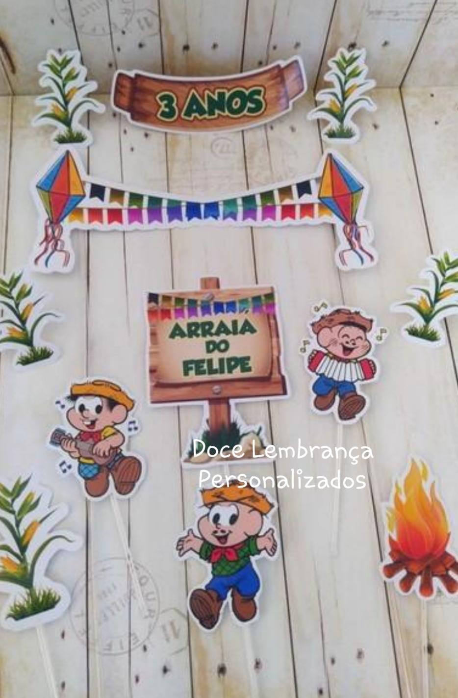 Topper de bolo festa junina Menina