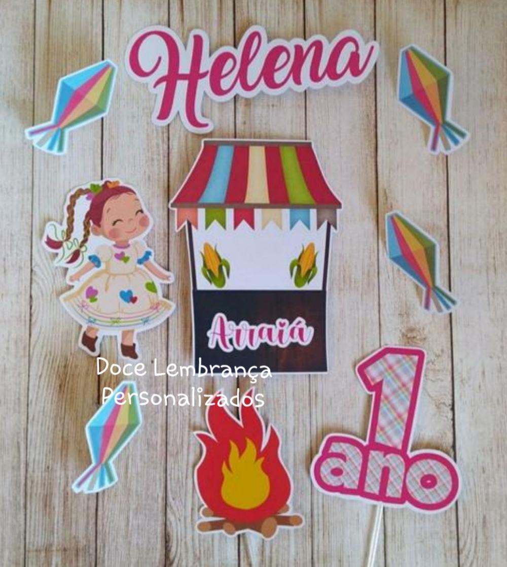 Topper de bolo festa junina Menina