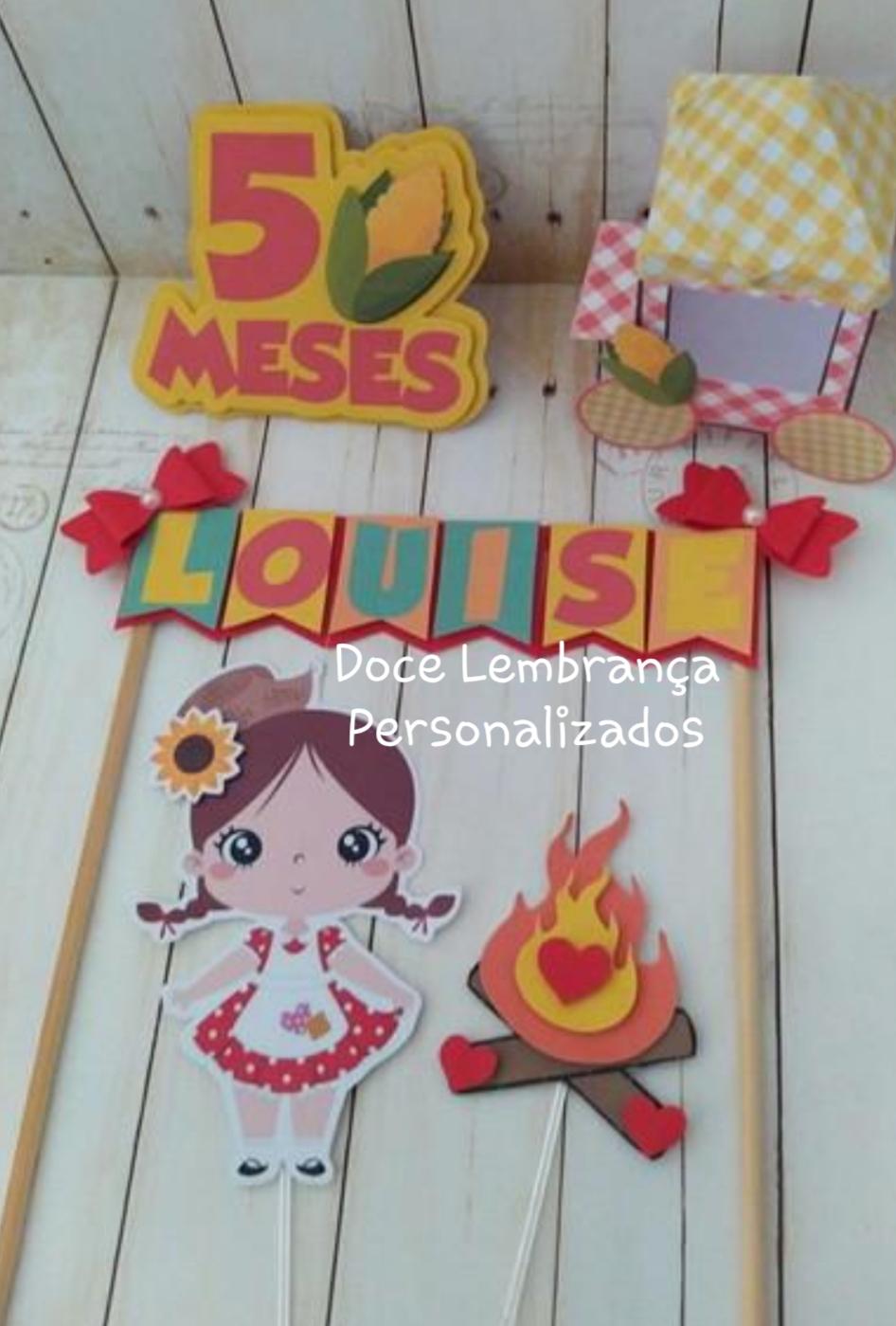 Topper de bolo Festa Junina Barraca 3d Mesversário Menina