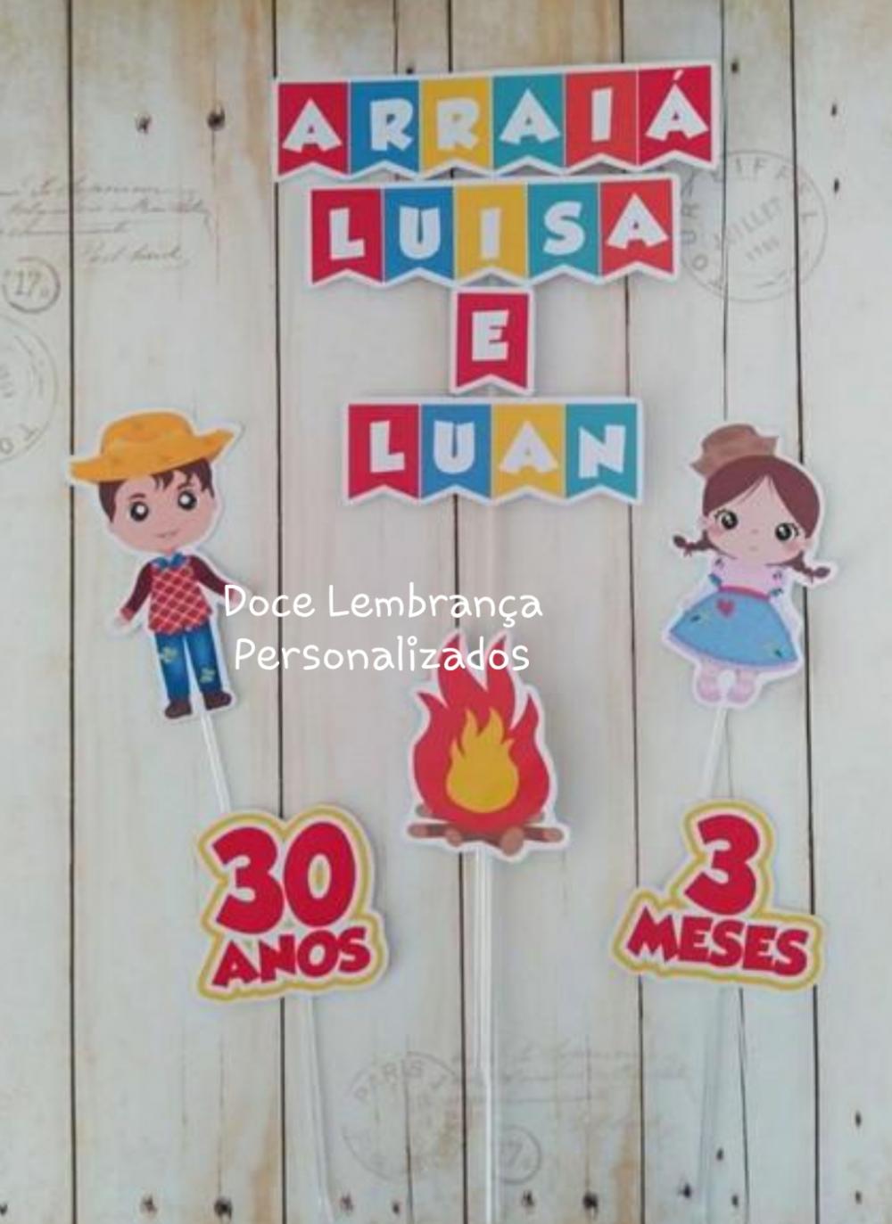 Topper de Bolo Festa Junina/arraiá Mesversario aniversário Pai