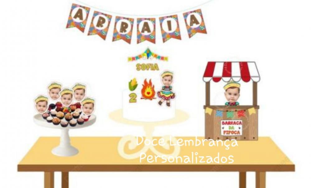 Kit Festa Junina com Foto Carinha e Chapéuzinho Menina
