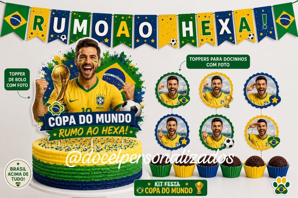 Kit festa só um bolinho Copa do Mundo aniversário, mesversário