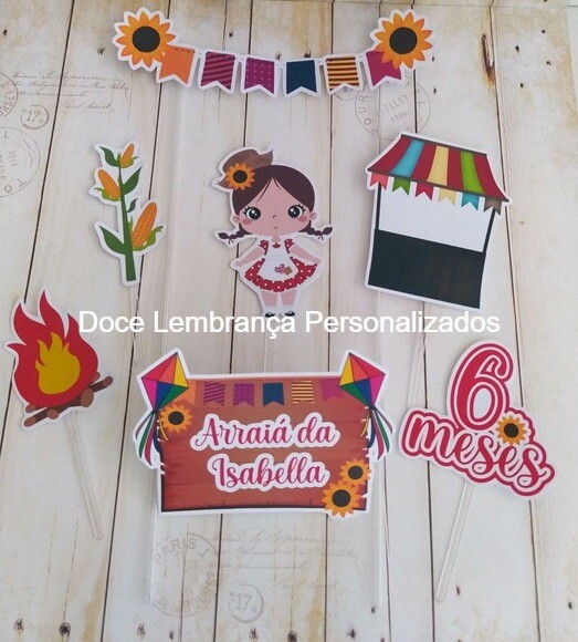 Topper de Bolo Festa Junina/arraiá Mesversario