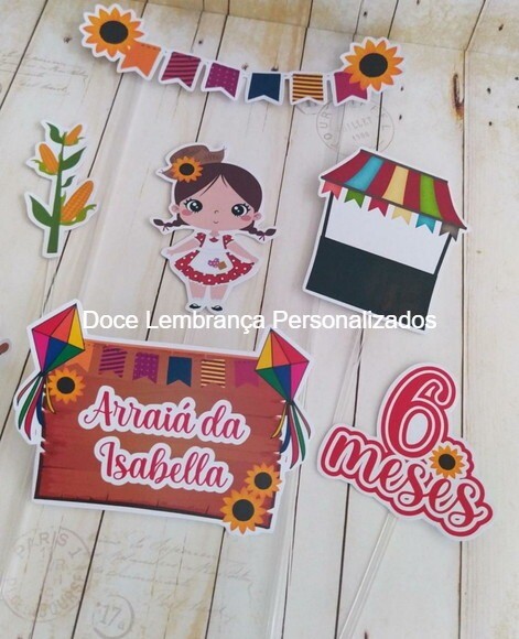 Topper de Bolo Festa Junina/arraiá Mesversario