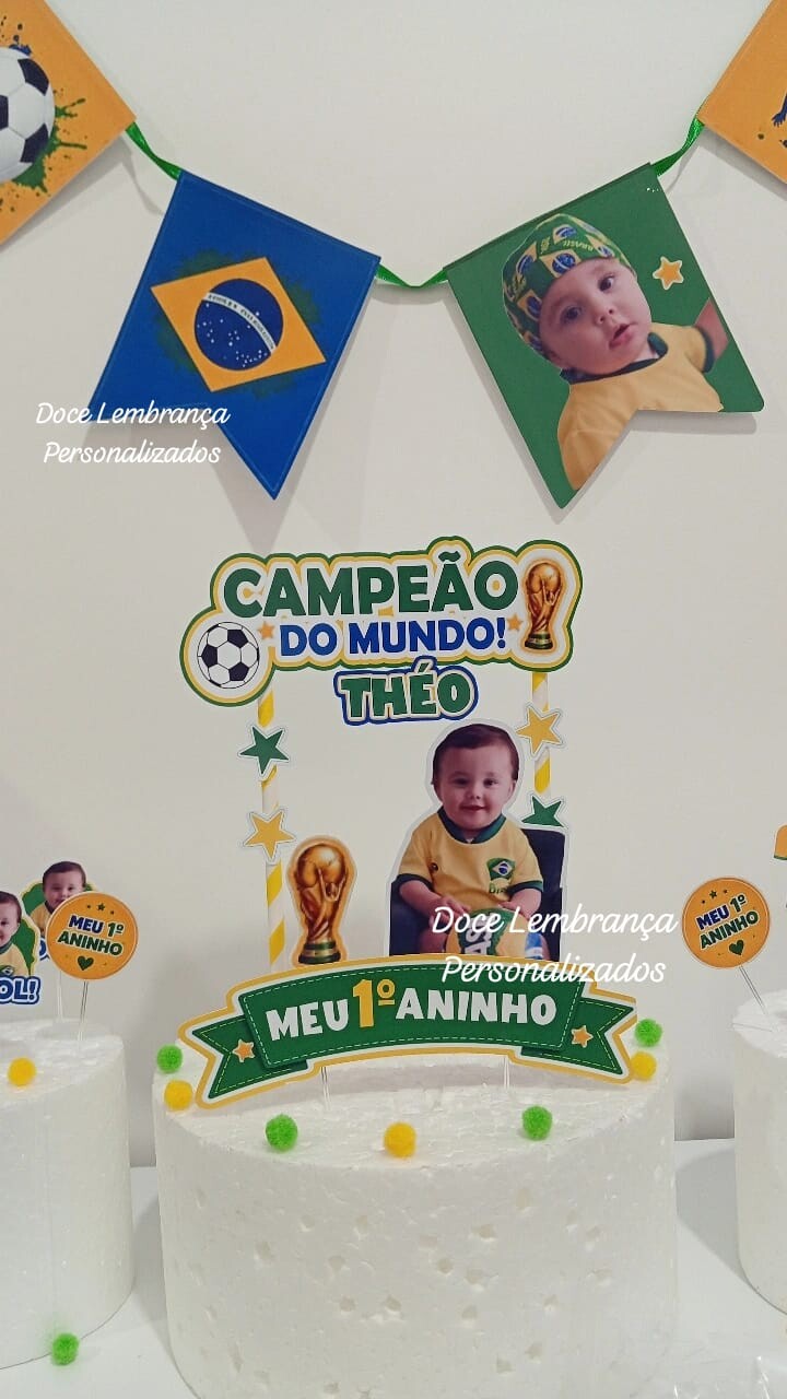 Kit festa só um bolinho Copa do Mundo Brasil aniversário, mesve
