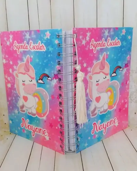 Agenda Escolar com Capa Personalizada Únicornio