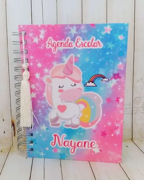 Agenda Escolar com Capa Personalizada Únicornio