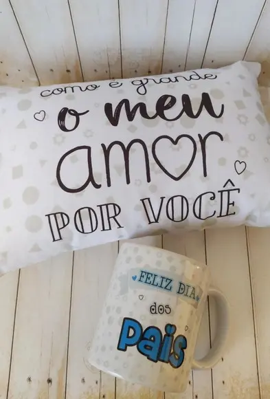 Almofada e Caneca Personalizada Dia dos Pais