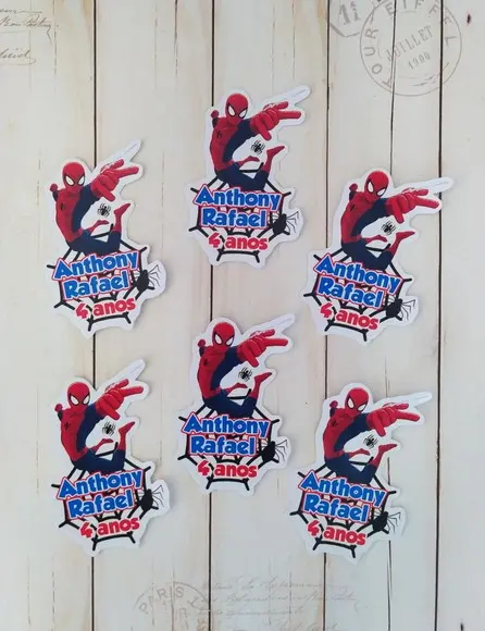 Aplique/tag para Tubetes Homem Aranha