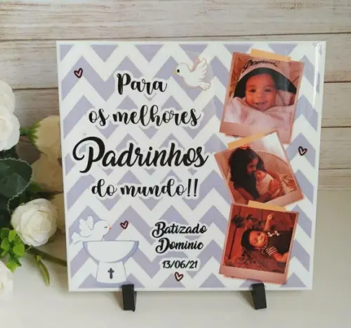 Azulejo Decorativo Personalizado com Foto Batizado