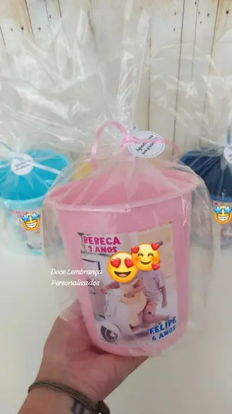 Baldinho de Pipoca com Foto Lembrancinha Aniversário