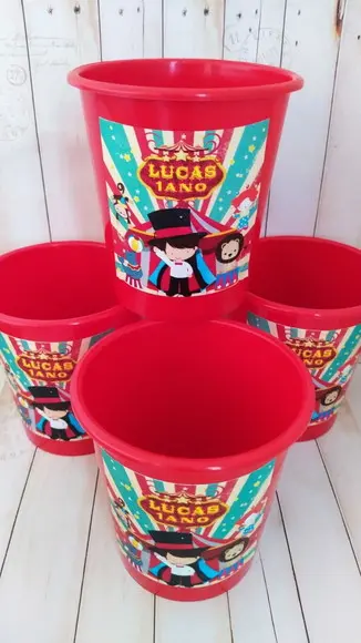 Baldinho de Pipoca Personalizado Circo