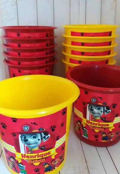 Baldinho de Pipoca Personalizado Marshall Patrulha Canina