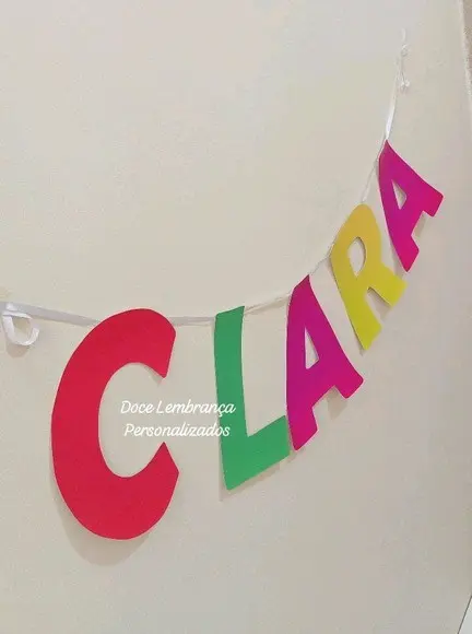 Bandeirola com Nome Letras Festa Neon