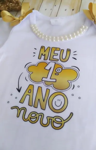 Body Personalizado Meu Primeiro Ano Novo Decorado com Laço