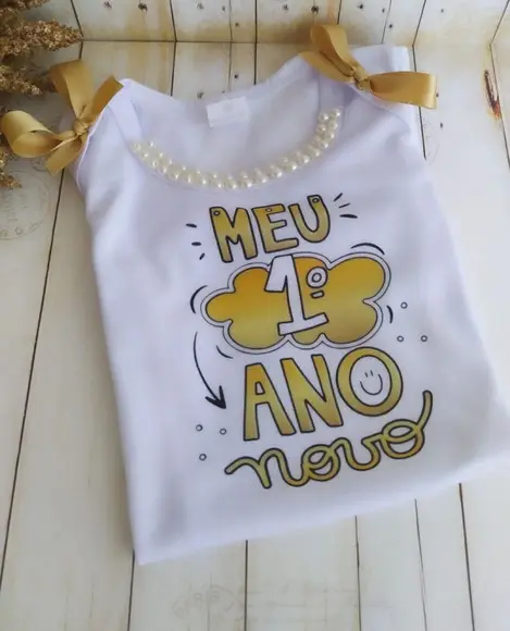 Body Personalizado Meu Primeiro Ano Novo Decorado com Laço