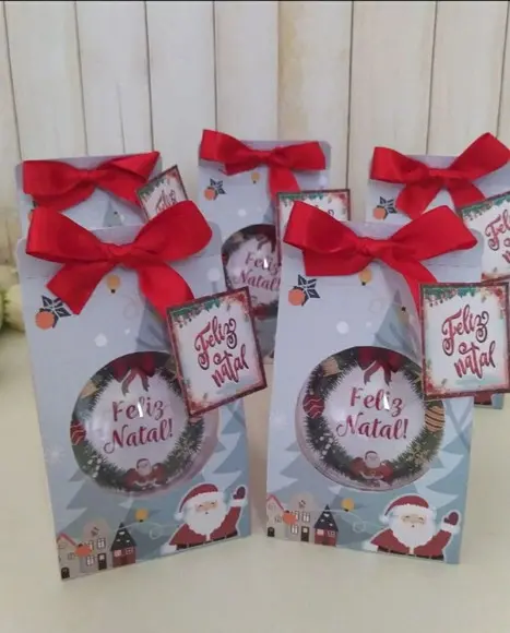 Bolinha de Natal com Caixinha Presente Brinde Fim de Ano