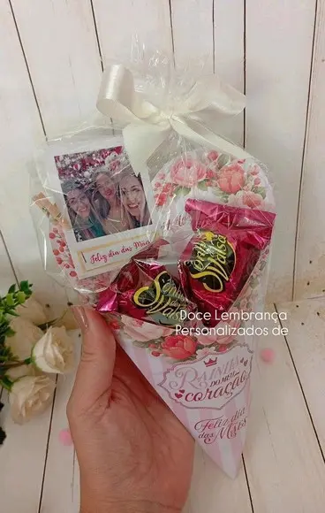 Buquê com Bombons Dia das Mães Presente com 1 Foto