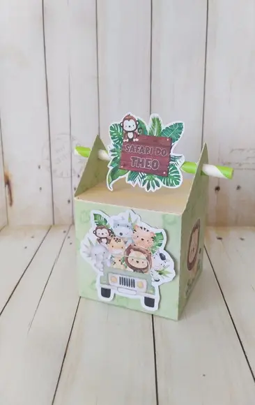 Caixa Canudo Safari Baby Personalizada