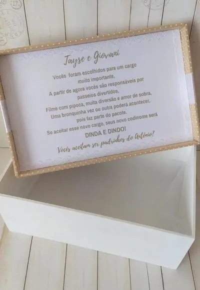 Caixa Convite Padrinhos Batizado Personalizada