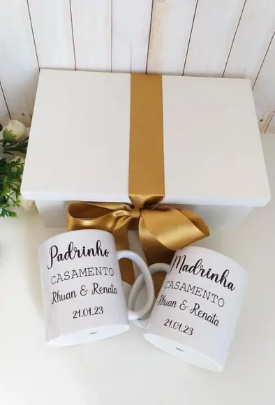 Caixa Convite Padrinhos Casamento, Batizado, Crisma em mdf