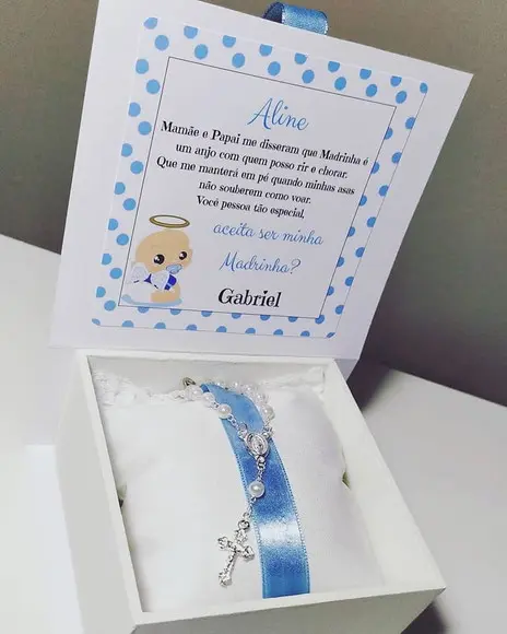 Caixa convite Padrinhos de Batismo Menino