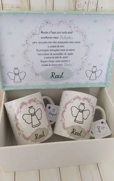 Caixa Convite Padrinhos de Batismo, Crisma, Batizado
