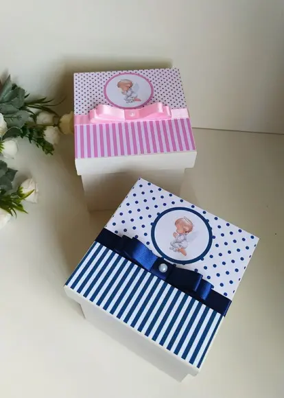 Caixa Convite Padrinhos de Batismo/ Nossa Senhora Kit 2 Unid