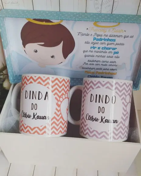 Caixa Convite Padrinhos de Batizado, Batismo, Crisma