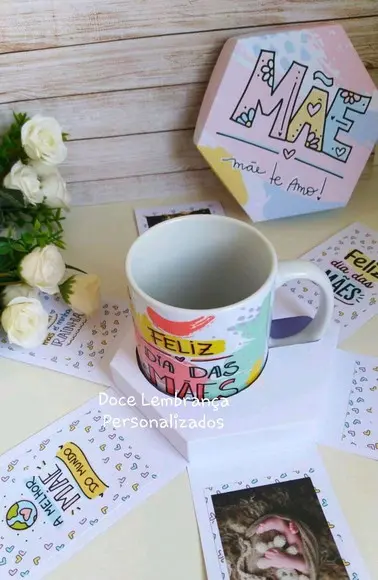 Caixa Explosão com Caneca Dia das Mães Presente com Foto