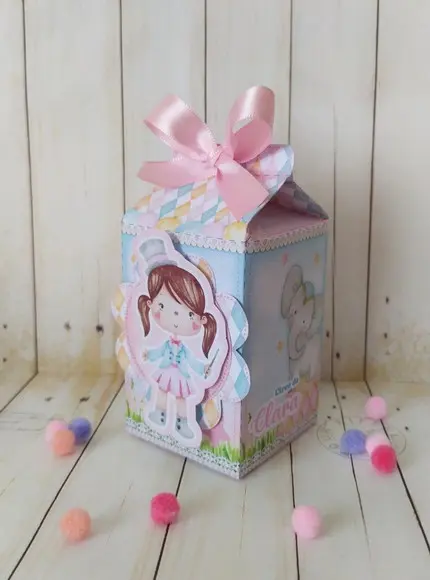 Caixa Milk Circo Rosa Personalizada