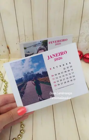 Calendário de Mesa 2026 com Foto Natal Brinde Fim de Ano