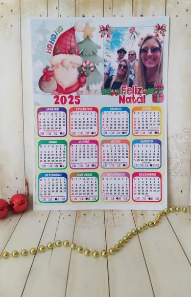 Calendário Imã de Geladeira com Foto Natal Brinde Fim de Ano