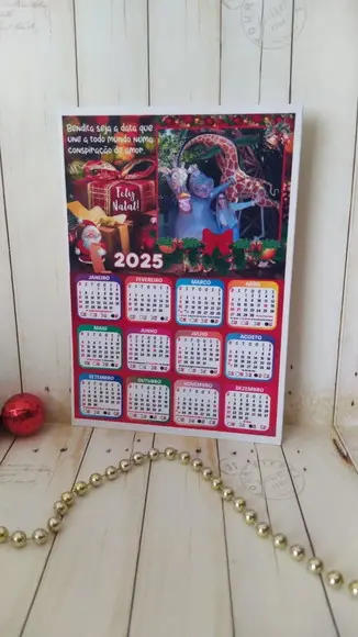Calendário Imã de Geladeira com Foto Natal Brinde Fim de Ano