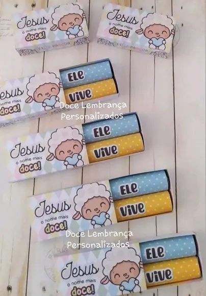 Caixinha Baton Páscoa Religiosa Lembrancinhas Jesus Ovelhinh