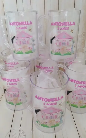 Caneca Acrílica Casa De Bonecas/chá De Bonecas