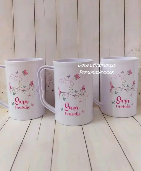 Caneca Acrílica Jardim Encantado Borboletas