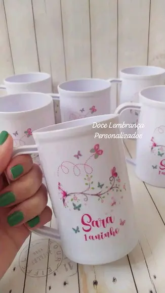 Caneca Acrílica Jardim Encantado Borboletas