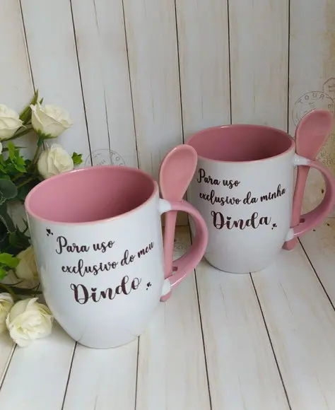 Caneca com Colher Convite Padrinhos de Batismo
