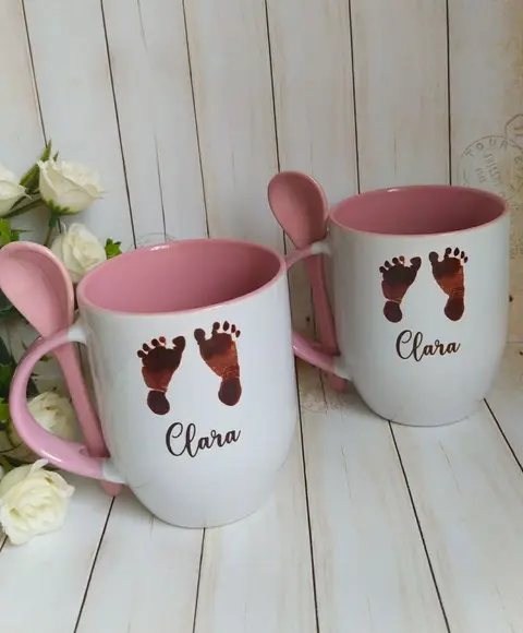 Caneca com Colher Convite Padrinhos de Batismo