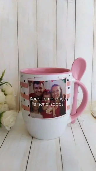 Caneca com Colher Dia das Mães com Foto