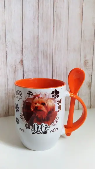 Caneca Com Colher Personalizada Pet/dog