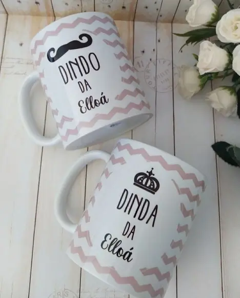 Caneca Convite Padrinhos de Batismo/consagração 2 Unidades