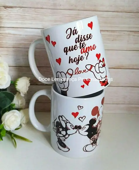 Caneca de porcelana Dia dos Namorados com foto e frase