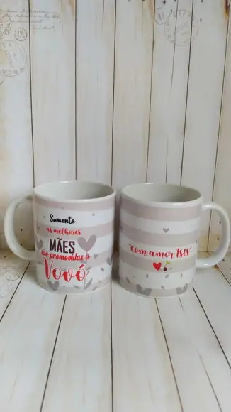 Caneca De Porcelana Vovó E Vovô