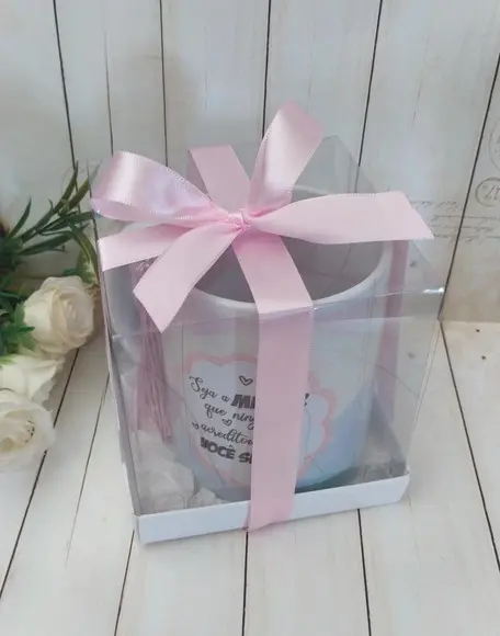 Caneca Personalizada com Caixa Acetato Presente