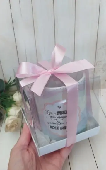 Caneca Personalizada com Caixa Acetato Presente